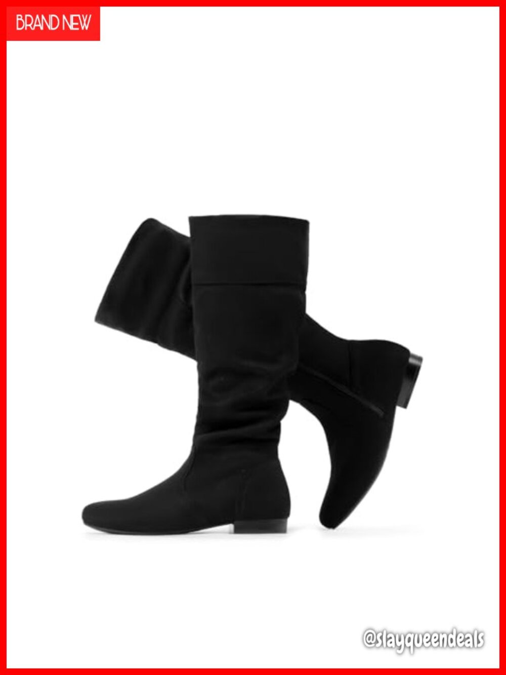 Wide Calf Knee High Boots Faux Fur Lined Slouchy Side Zip